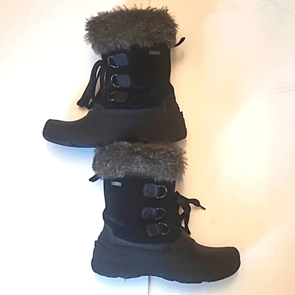 Khombu The Slope Snow Duck Boot Faux Fur Leather Rubber Sole Lace Up Water Proof